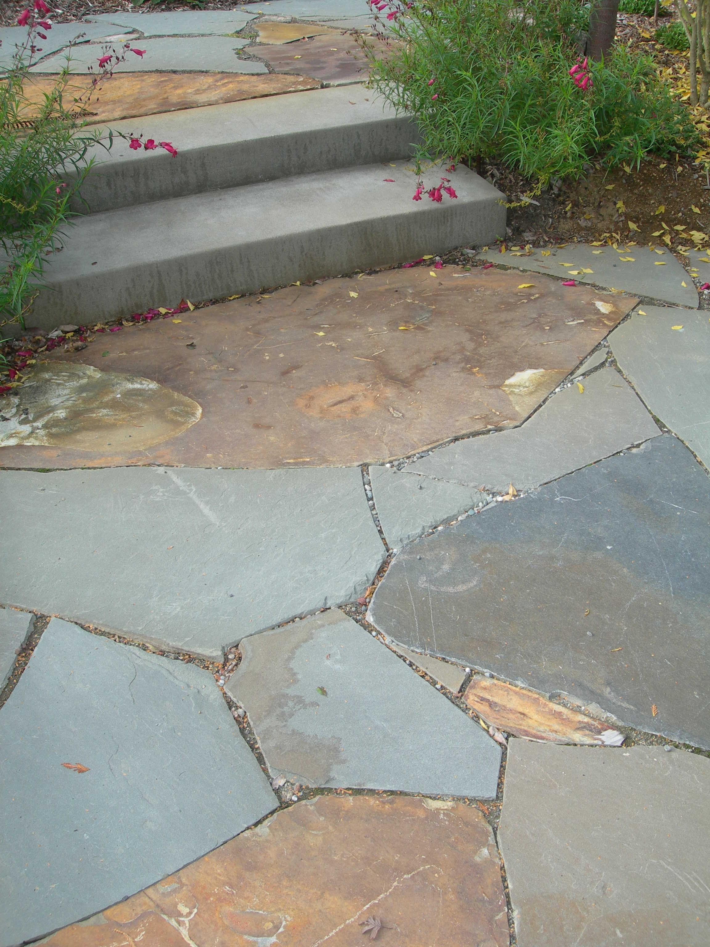Concrete Steps And Mixed Flagstone Patio Katemartindesign Com